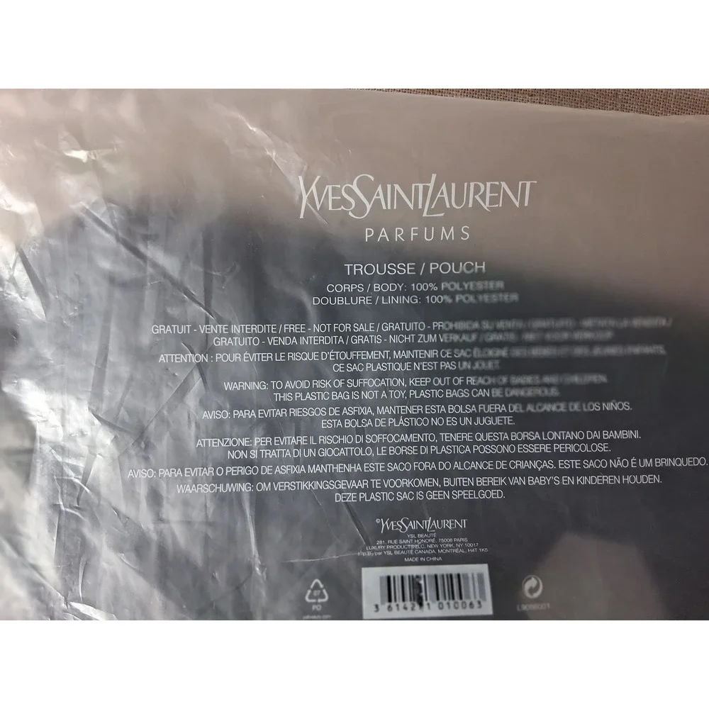 Yves Saint Laurent YSL Parfums Black Cosmetic Pouch Makeup Bag Travel Case
